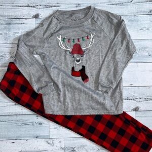 Carter’s Christmas pajama set- reindeer with fleece buffalo plaid pants. Size 8